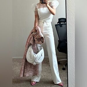 Glassons Jean Sz 8,  White P Super High Rise 90's Wide Leg Jeans, Trend, Comfort